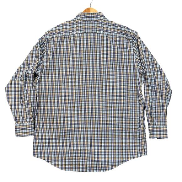 MAKER & COMPANY MMX Men's XXL Blue Brown Plaid Long Sleeve Button Up 100% Cotton - Picture 3 of 6